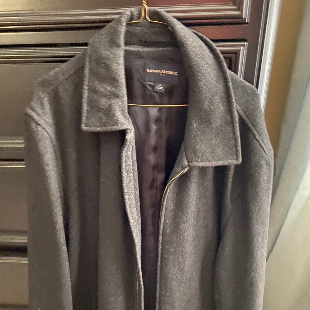 Banana Republic Wool Zip Up Pea Coat Gem